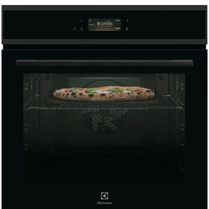 Cuptor incorporabil Electrolux EOX8P38WH, electric, Pizza Expert, Wi Fi, curatare pirolitica, 72 l , clasa A++, Sticla neagra cu insertie metalica