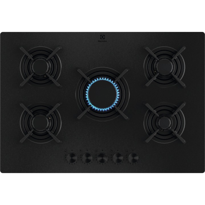 Plita incorpolabila Electrolux KGG753723L, gaz, 5 arzatoare , 75 cm, Negru mat