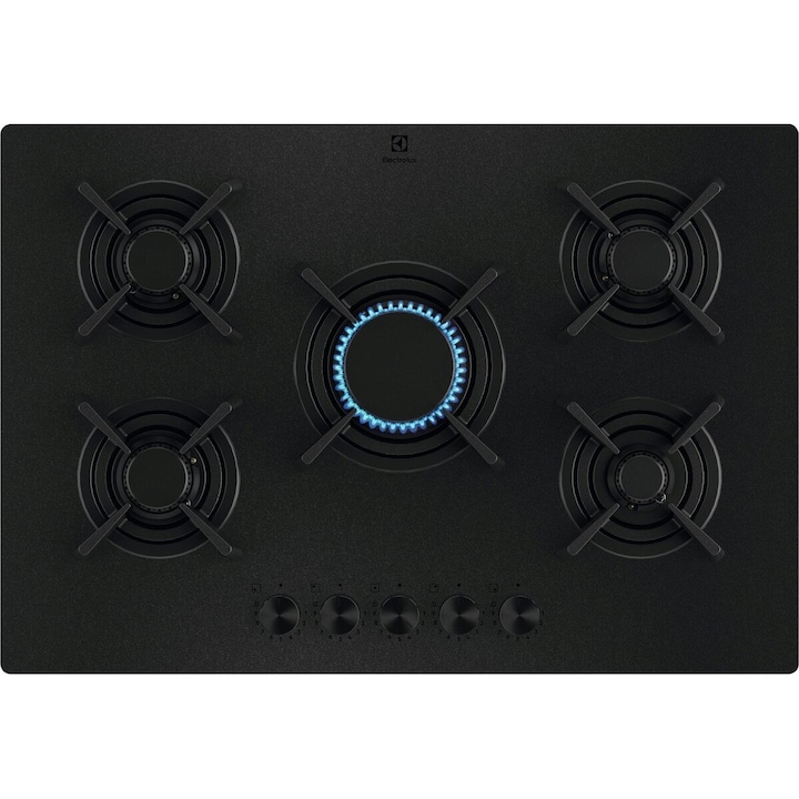 Plita incorporabila Hausberg HB-565NG, Gaz, 5 arzatoare, aprindere automata, clasa A, Negru