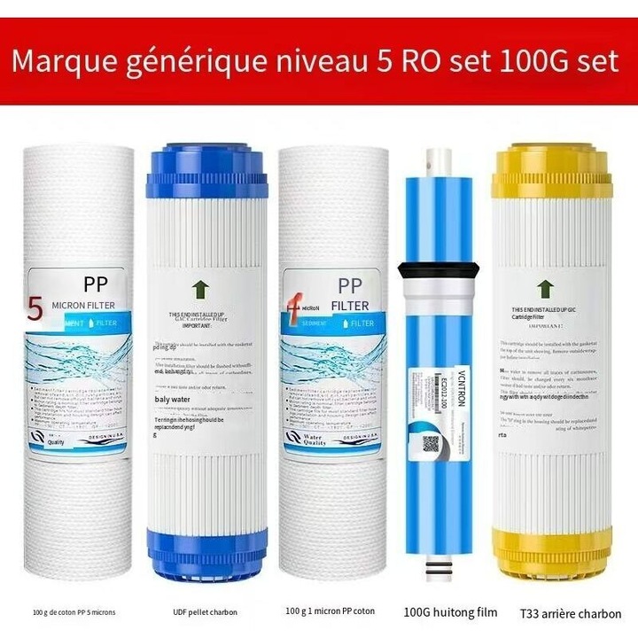 Set 5 filtre pentru osmoza inversa 100 GPD, kit complet 5 etape, compatibil universal, alb