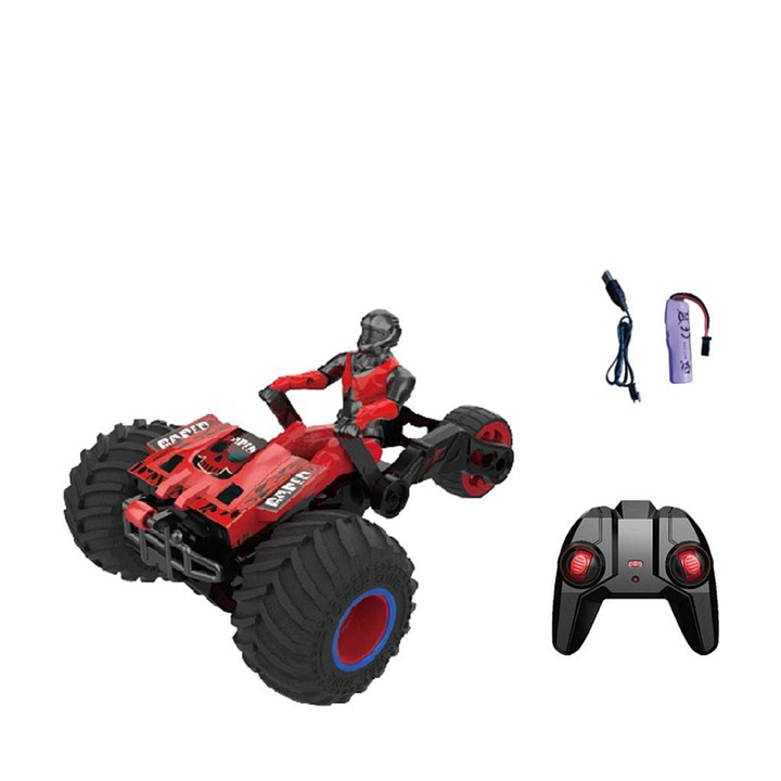 Alltoys RC átalakítható autó, 360°-os trükkökkel, 2.4 GHz távirányító (25 m), piros, 1 db