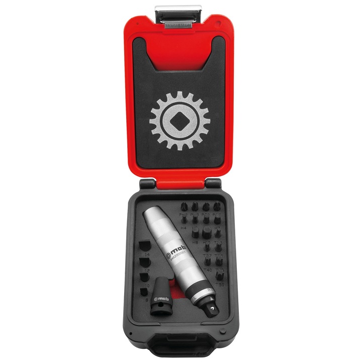 Set surubelnita de impact MOB cu bituri, otel CRV calit, antrenare 1/2", reversibila, 18 piese