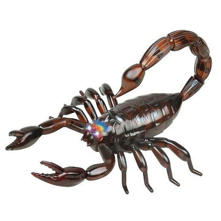 Jucarie telecomandata Alltoys Scorpion RC, cu telecomanda infrarosu, ochi luminosi, maro