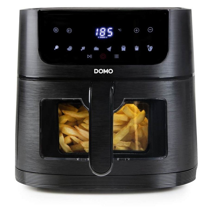 Domo DO540FR forrólevegős fritőz (air fryer), betekintőablakkal és belső világítással, fekete, 6 l, 1500 W