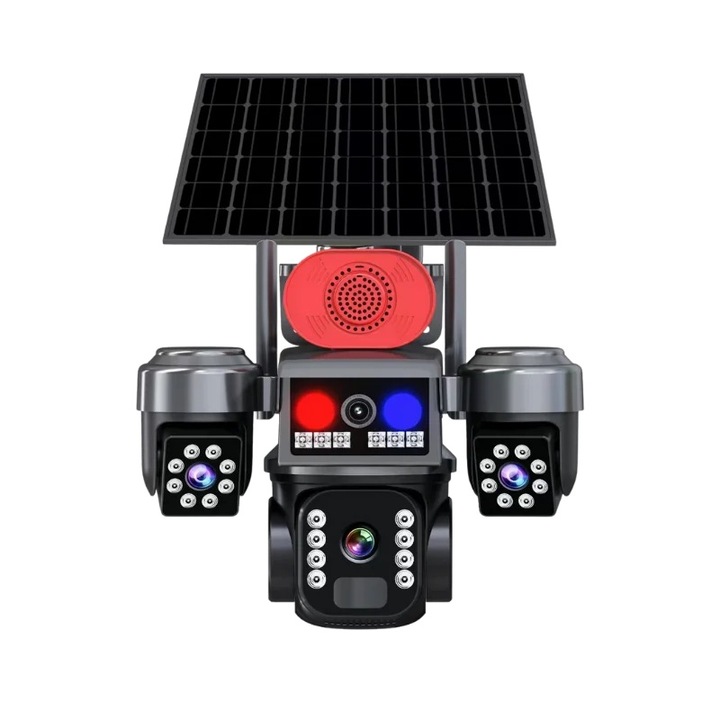 Соларна охранителна камера TheMaster Sunvision, 16 MP, 3 обектива, Wi-Fi, автономна работа