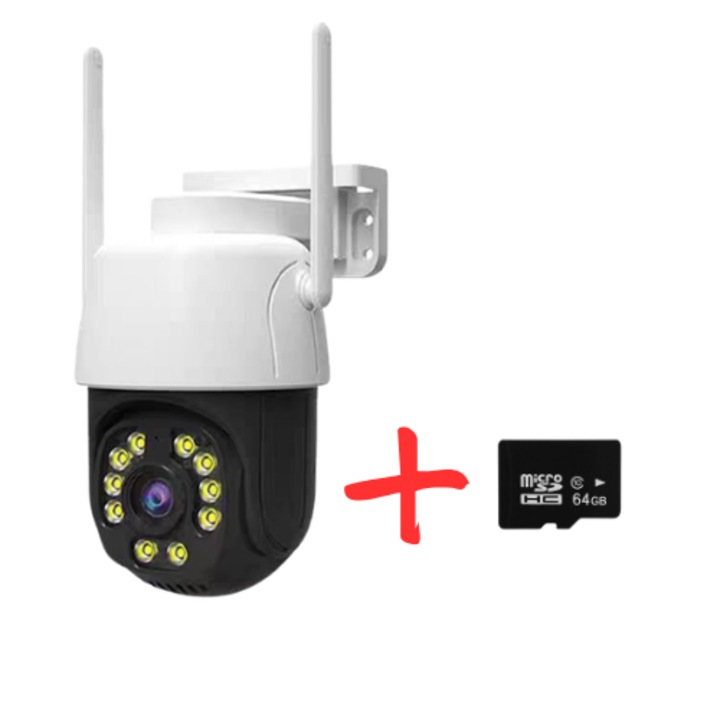 Аналогова WiFi камера TheMaster LYLU 10MP, PTZ, двупосочен звук, включена SD карта 64GB