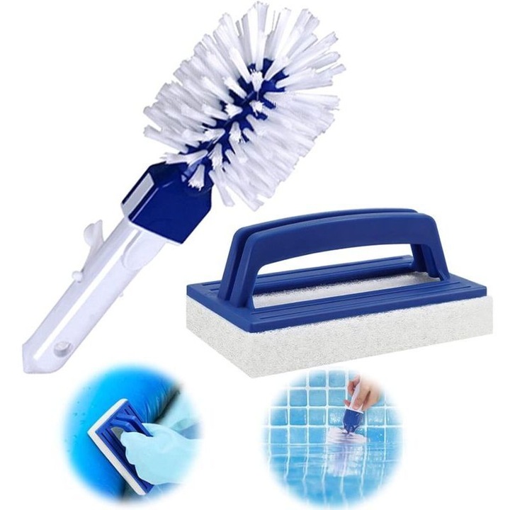 Set bureti si perii pentru curatare piscine multicolor 2 piese