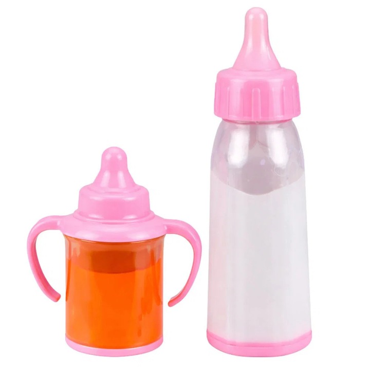 Set de sticle si suzete pentru papusi, 3 buc