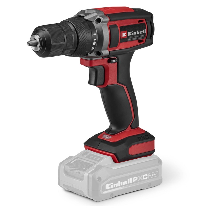 Masina de gaurit (Bormasina) cu acumulator Einhell TC-CD 18/38 Li - Solo Power X-Change, 18 V, 38 Nm, mandrina de 10 mm, 21+1 setari de cuplu, lumina LED, livrat fara baterie