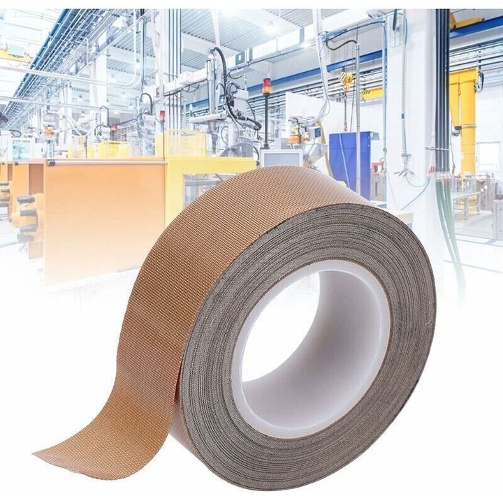 Banda PTFE (Teflon) pentru sigilare si izolare, rezistenta la 300°C, antiaderenta si usor de curatat, 0.25 mm x 19 mm x 10 m, Maro