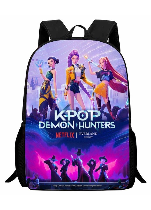 16 hüvelykes hátizsák, hátizsákok, K-pop Demon Hunters mintával, diákhátizsák, rendkívül könnyű, a súly csökkentése érdekében, poliészter, Színes