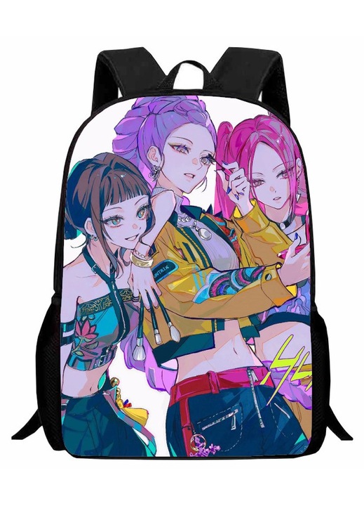 16 hüvelykes hátizsák, Backpacks, K-pop Demon Hunters mintával, iskolatáska diákoknak, rendkívül könnyű a súlycsökkentés érdekében, poliészter, Színes, Rumi, Mira, Zoey