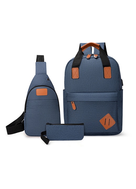 Rucsac multifunctional, 15", 3 piese, rucsac, borseta de umar, plic, 30x12x42 centimetri, ideal pentru activitati cotidiene