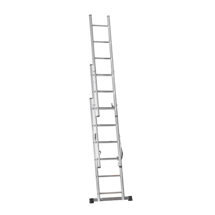Scara din aluminiu ELKOP VHR SSTS 3x6, scara extensibila, 3 sectiuni, 6 trepte/sectiune, 1,65/3,21 m, capacitate 150 kg, argintiu, 1 buc