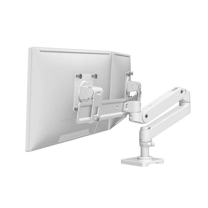 Brat pentru monitoare Ergotron LX Pro Desk Dual Direct, pentru 2 monitoare, montare pe birou cu clema, Alb, 1 buc