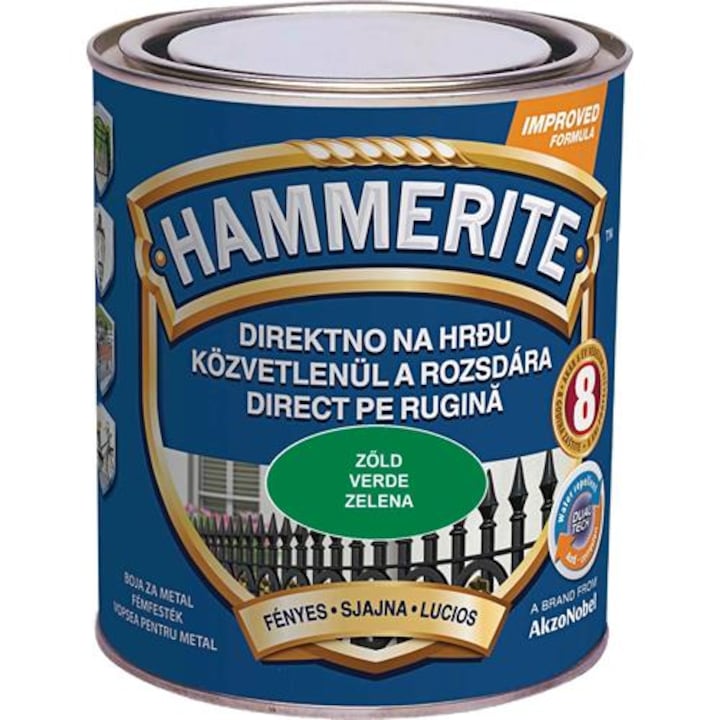 Kalapácslakk zománcfesték 0.75 L, Hammerite, sötétzöld / 5093401