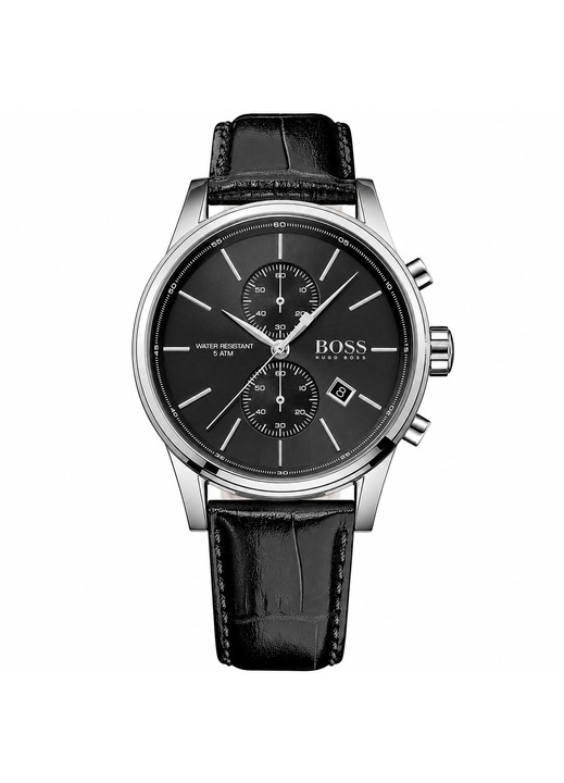 Férfi karóra Hugo Boss 1513279 Jet Chronograph, Valódi bőr, Kronográf, Fekete / Ezüst