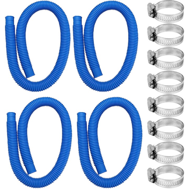 Furtun pentru piscina, furtun de conectare filtru de nisip, poliolefina, corrugat, albastru, O interior 12.5 mm, 1 buc