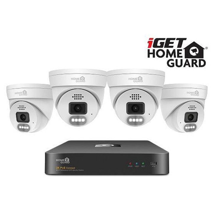 Система за наблюдение iGet Homeguard HGNVK84804, 2K, 8 канала, 4 външни камери, PoE, цветна, 100x100x90mm