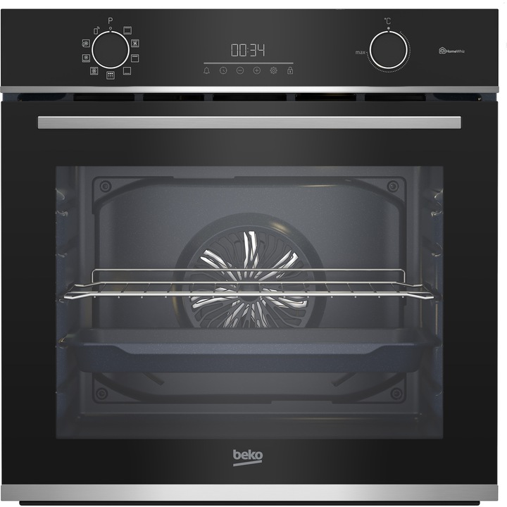Cuptor incorporabil Beko BBIE13301XMPC, 66 l, Clasa A, Display LED, Autocuratare pirolitica, Child Lock, Fingerprint-free Stainless Steel