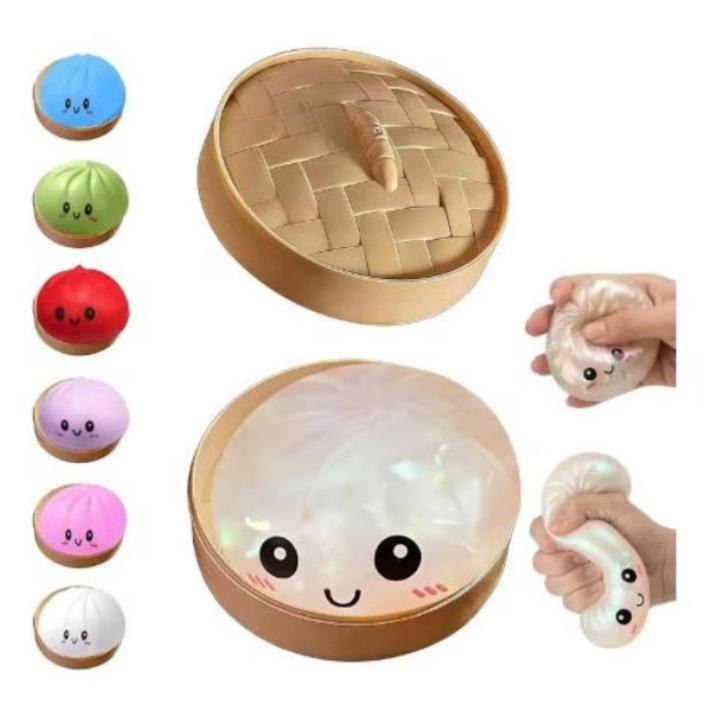 Jucarie interactiva copii, Squishy super Cute Dumpling, Design trend, Multicolor, 10x10cm, HAPPY JOKER®