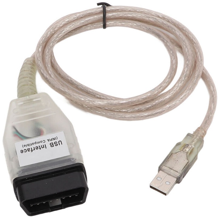 Cablu diagnostic OBD2 K+DCAN, interfata USB, cu CD instalare, suport D-CAN/K-Line/PT-CAN, monitorizare tensiune baterie si aprindere, translucid, 1.5 m, 1 buc