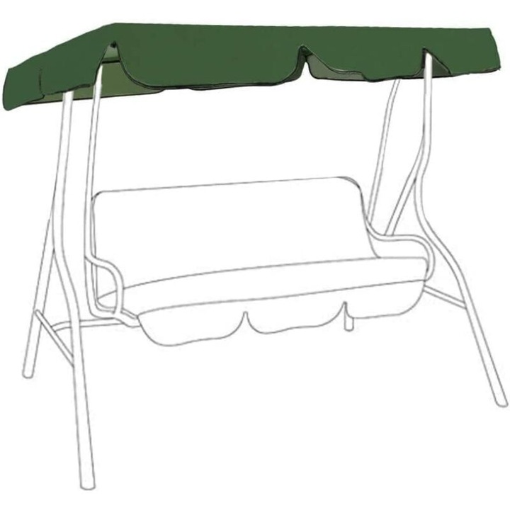 Copertina de schimb pentru leagan de gradina, 210D Oxford, verde, 195x125x15cm, trei locuri