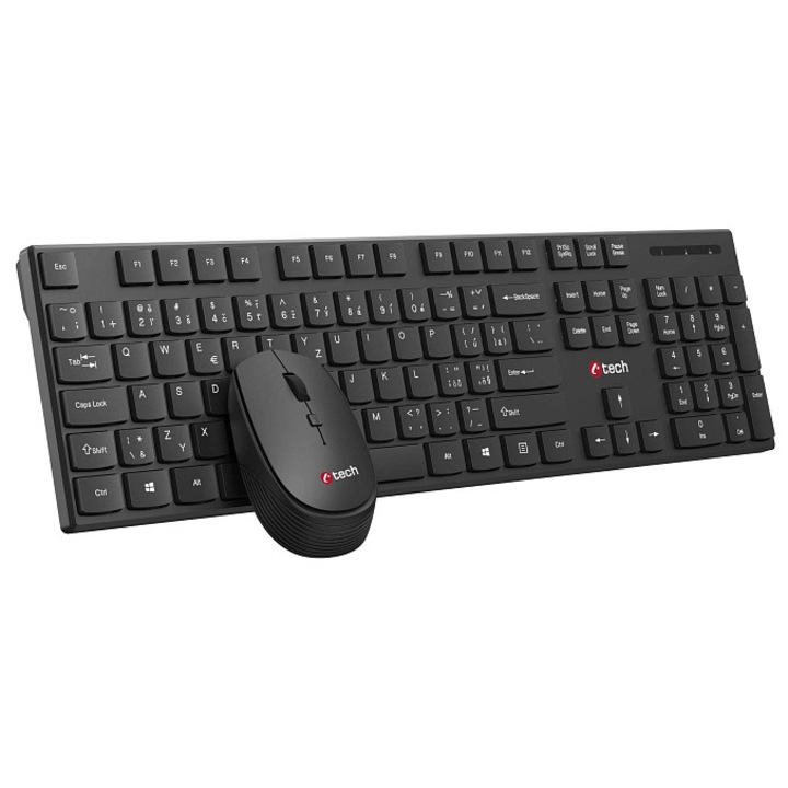 Комплект безжична клавиатура и мишка C-Tech WLKMC-03 черна 105 клавиша 10м
