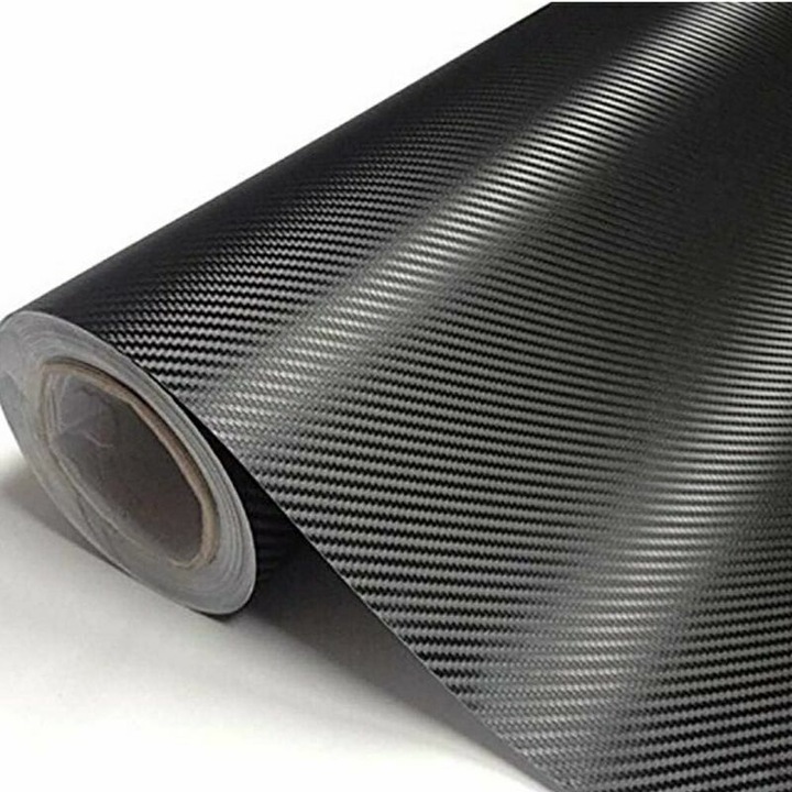 Folie autocolanta/film 3D Carbon Fiber, PVC self-adeziv, rezistenta la apa si UV, protectie anti-zgarieturi, Negru, 30 x 152 cm