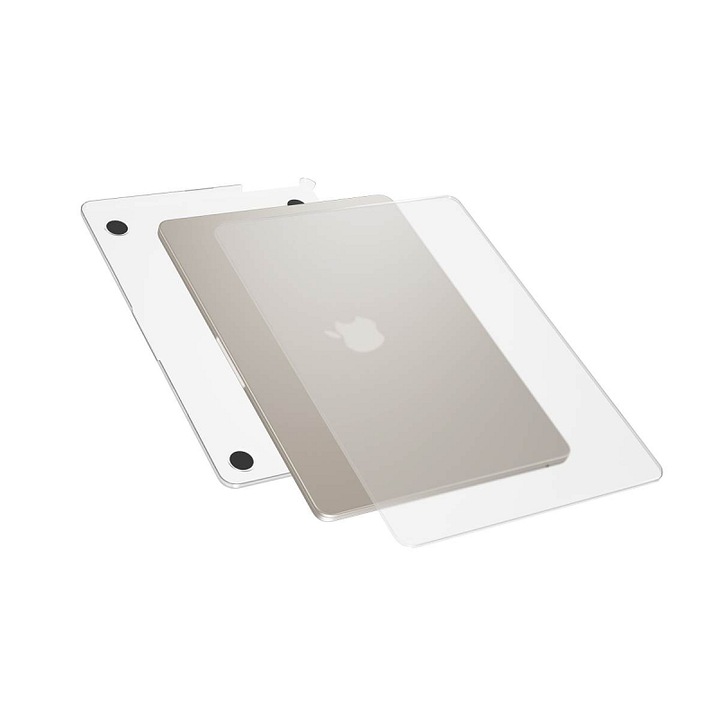 Калъф за MacBook Air 13,6'' EPICO Slim Shell, ултратънък 1,2 мм, UV устойчив поликарбонат, прозрачен мат