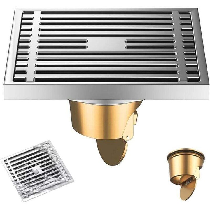 Sistem scurgere podea exterior inox, 10x10cm, multicolor