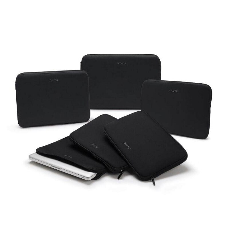 Dicota, husa pentru laptop din neopren sintetic, usoara, rezistenta la apa, fermoar cu captuseala anti-zgarieturi Perfect 10-11.6, negru, 11.6 inch