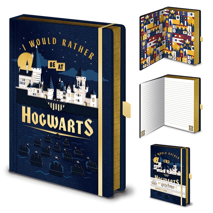 Бележник А5/тетрадка PYRAMID Harry Potter Abstract Magic, с редове, корица от еко кожа, тъмносин, 1 бр