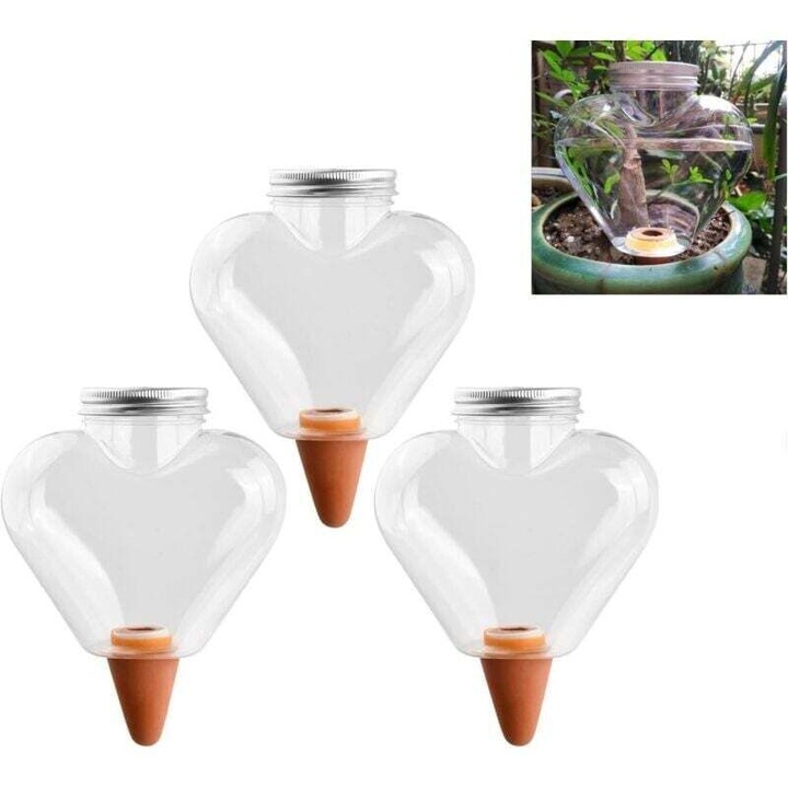 Sistem automat irigare, 500ml, plastic, transparent, 3-7 zile, pentru plante interior-exterior