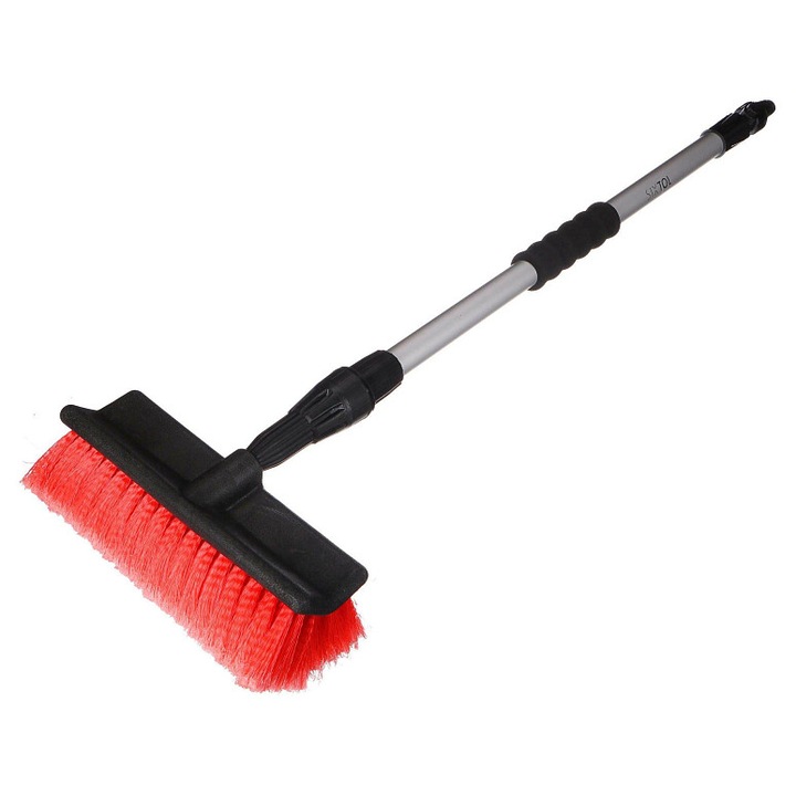 Perie pentru spalat auto Sixtol CAR DETAILING WASH BRUSH 1, telescopica 82–129 cm, cu flux de apa integrat, rosu, 1 buc
