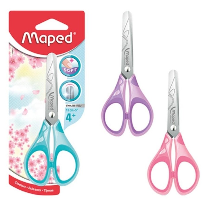 Foarfece scolare Maped Essentials pastel multicolor 13cm cu varfuri rotunjite