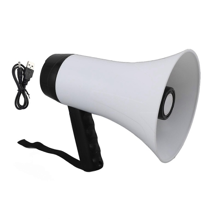 Hordozható megafon 30W, 300 mp felvétel, 500 m hatótáv, 1500 mAh akkumulátor, 20x7.9cm