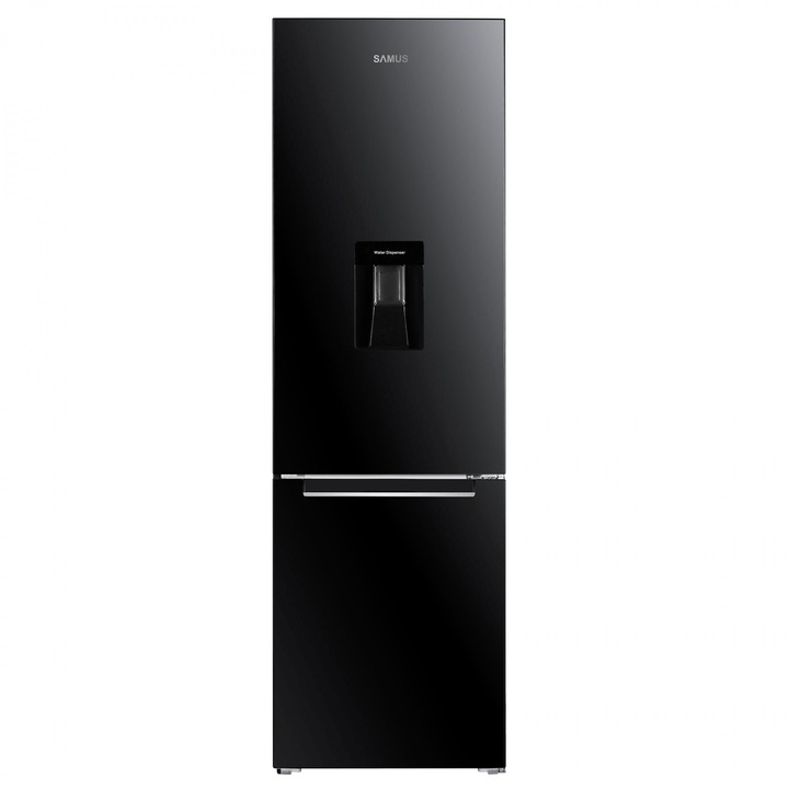 Combina frigorifica Samus SCB344ED, 262 L, Dozator de apa, Clasa energetica E, Dezghetare automata la frigider, Negru