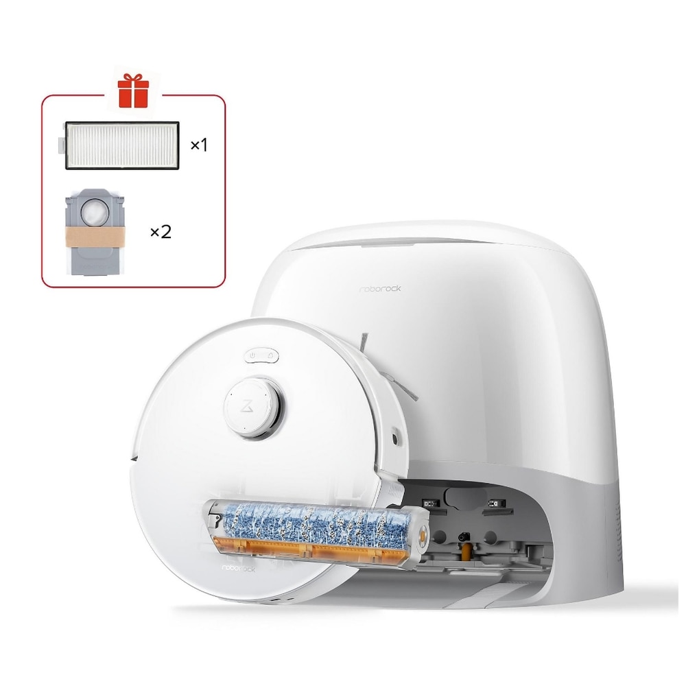 Aspirator robot Roborock Qrevo Curv 2 FlowX, 65 W, 20000Pa, Autonomie 240 minute, Recipient praf 0.32 l, Navigare PreciSense® LiDAR Alb