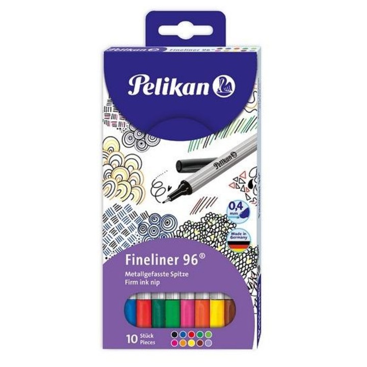 Тънкописец Pelikan 96 комплект 10 цвята 0,4мм многоцветнитрат 0,4mm многоцветен