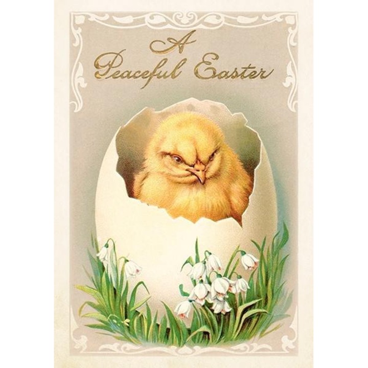 Felicitare de Paste / Card Skona Ting Pui B6, cu plic, ilustratie vintage, multicolor