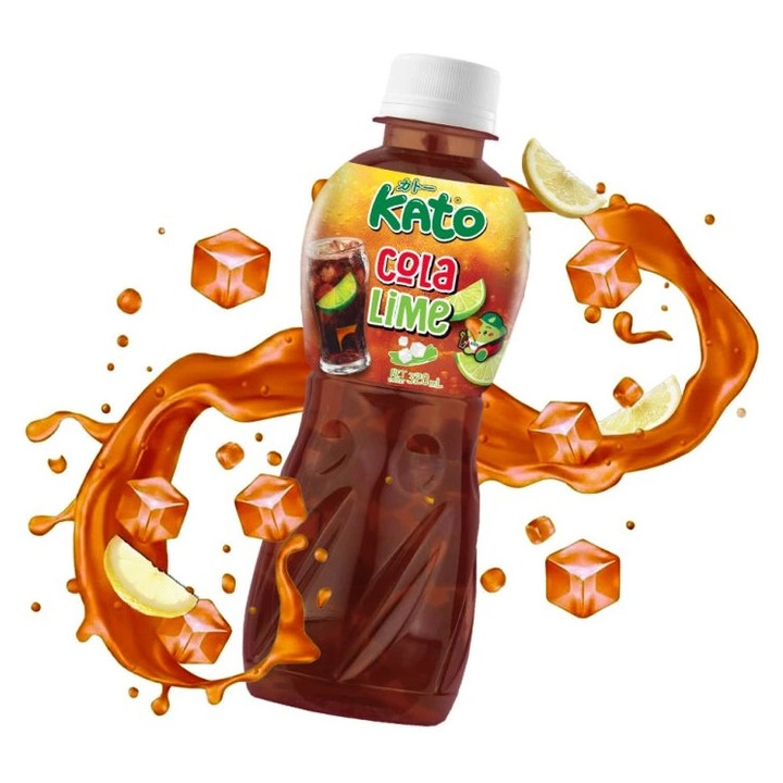 Kato Cola Lime cu jeleu de Nata de Coco, 320 ml