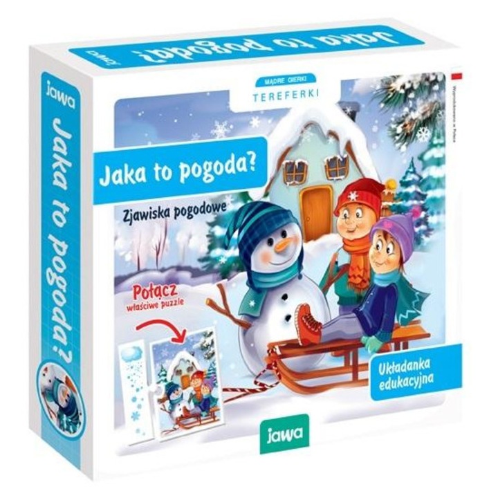 Joc puzzle educational Jawa Jaka to pogodа? Метеорологични явления, за деца 4+, с изображения на метеорологични явления, Многоцветен, 1 комплект
