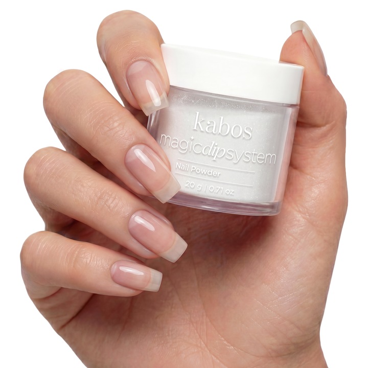 Pudra acrilica transparenta Dipping Powder, Intarire Naturala fara Lampa, Kabos Magic Dip System 001 Clear, 20 g, Rezistenta 3 saptamani