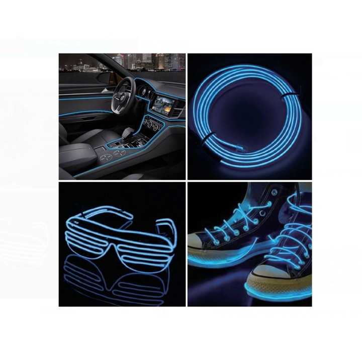 ZANOX® Neon Kék LED Szalag USB-vel, Rugalmas, Hangulatvilágítás, 2m