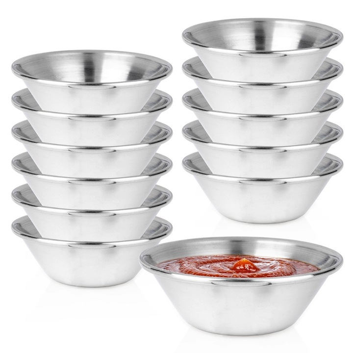 Set 12 boluri Artemis din otel inoxidabil, 45 ml, argintiu, 6.5x6.5x2 cm