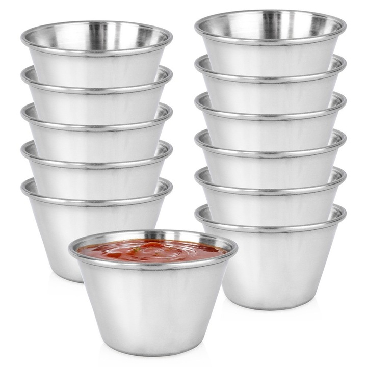 Artemis szószos tálka készlet, 12 db, rozsdamentes acél, mosogatógépben mosható, 60 ml, 6 cm, ezüst