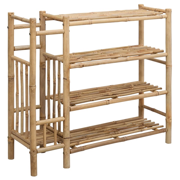 vidaXL Cipőtartó polcokkal Természetes 88 x 27 x 80 cm Bambusz 42028238