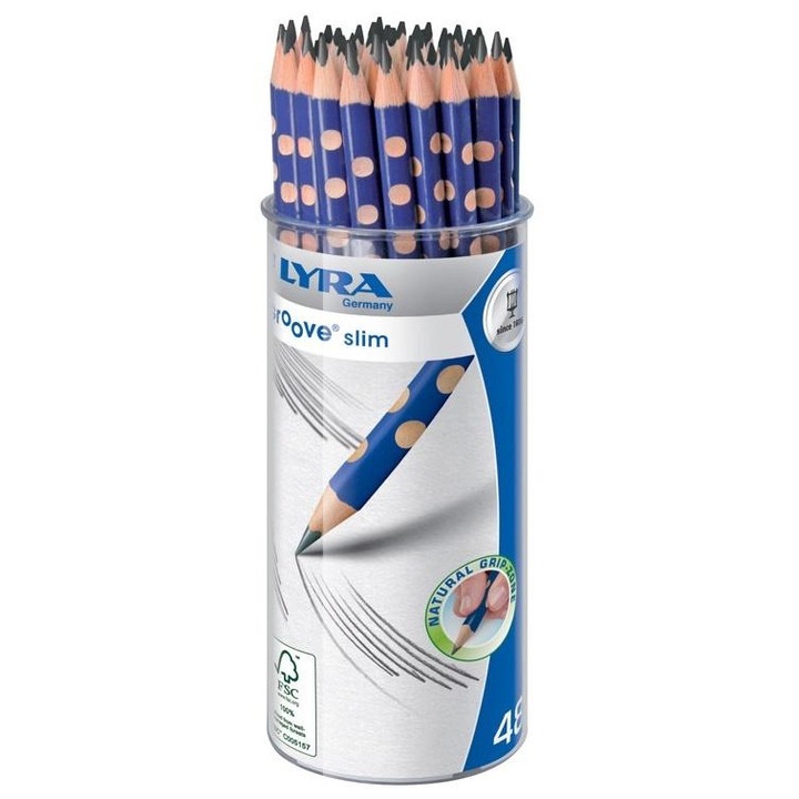 Lyra Groove Slim ceruza, HB, háromszögletű, törésálló, kék, 48 db