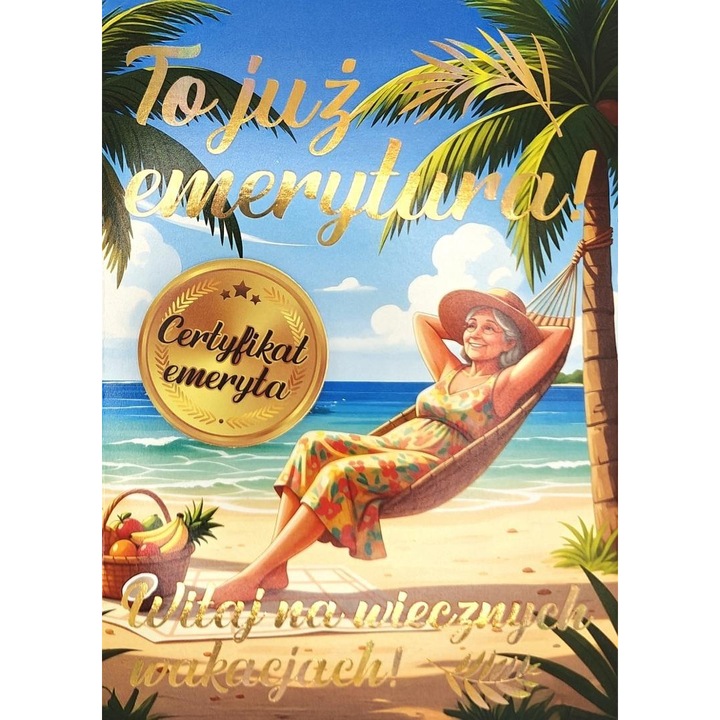 Felicitare YEKU zlata cu autocolant 13.9x18.5cm multicolor